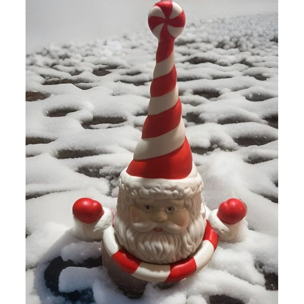 Partylite Retired Ceramic Peppermint Santa Christmas Candle Snuffer - EUC‎ - Picture 9 of 9